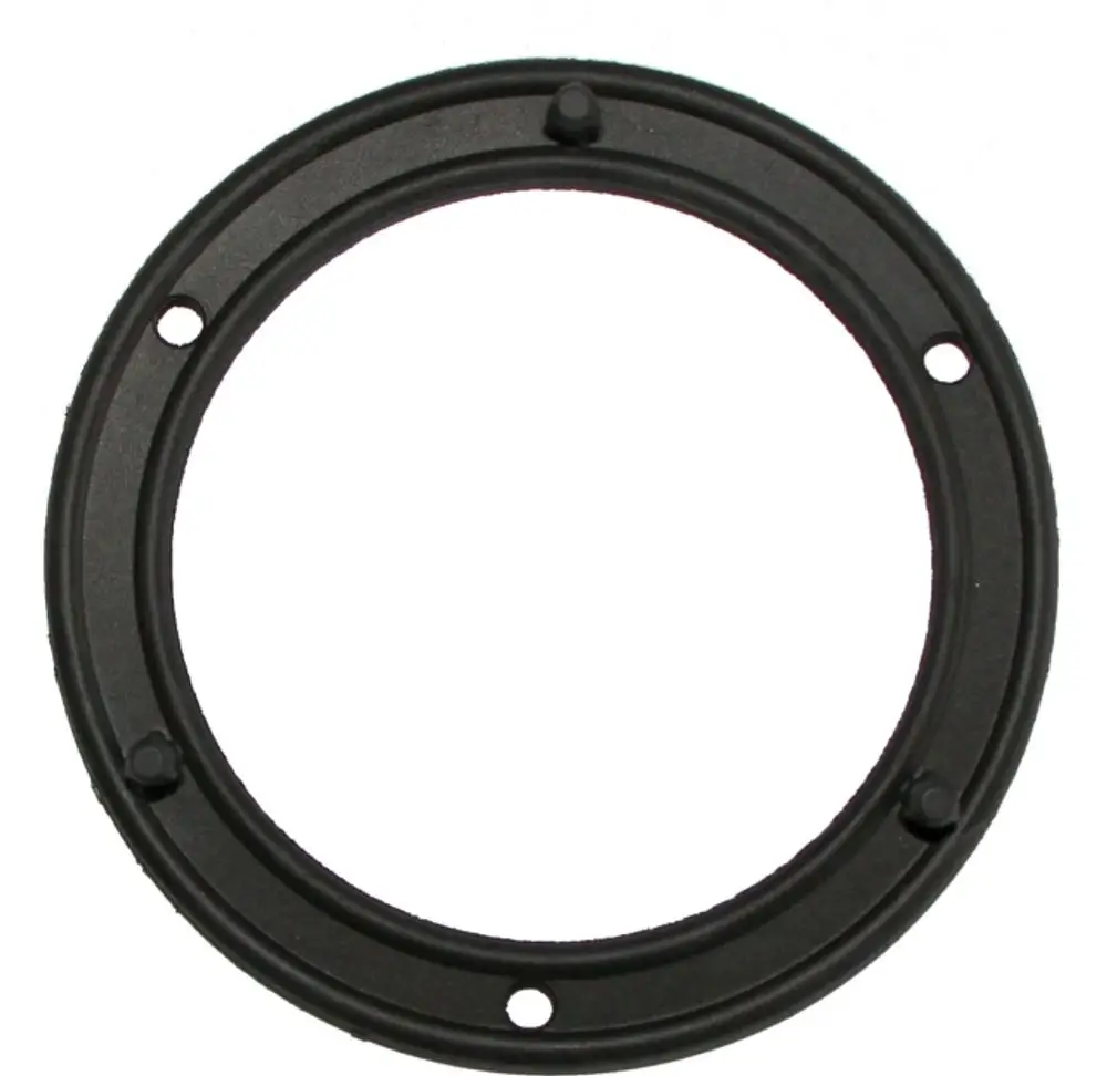 Schwarze Dichtung mit kreisförmigem Design und mehreren Befestigungslöchern, passend für Brenner, hergestellt für Wolf CGB-2 Modelle.